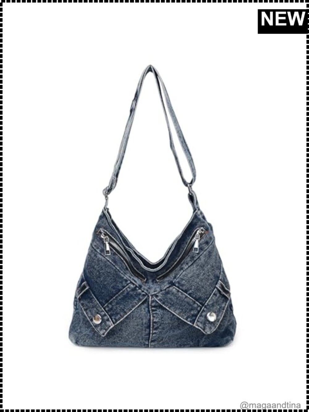 Denim Crossbody Bag Large Capacity Jean Purse Hobo Shoulder Bag